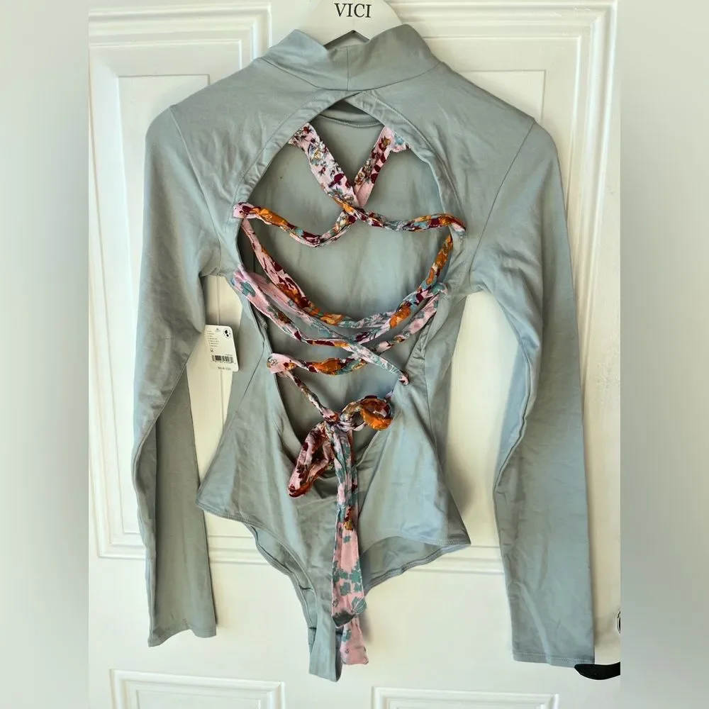 Nwt Free People Straps In The Back Bodysuit Mercury Grey